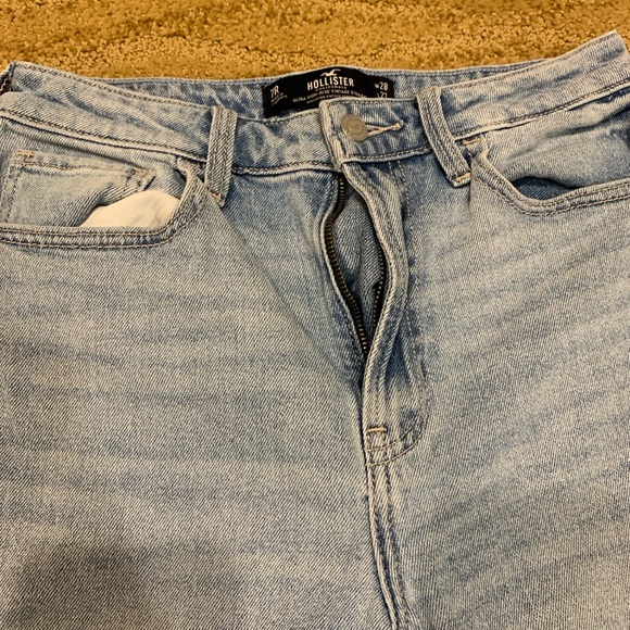 Hollister Womens Jeans 7R 28x27 Blue Ultra High Rise Vintage Straight Distressed - Picture 3 of 11